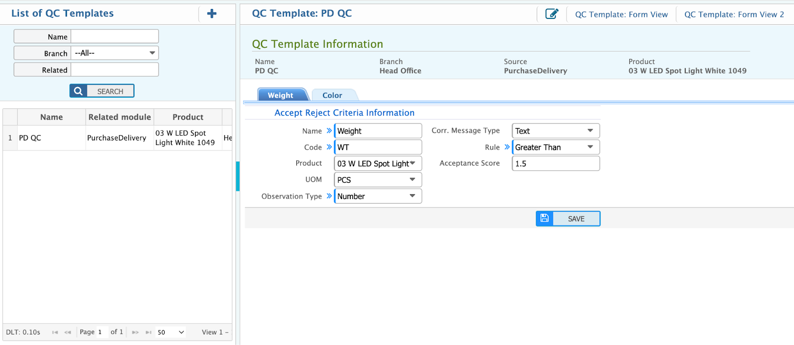 QC templates List